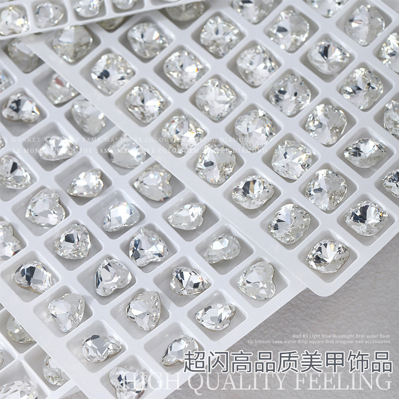 美甲尖底钻混装k9多切面肥方爱心水滴满钻满钻饰品透明异型钻2颗