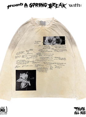 MELANIN 黑色素刺青 古着感vintage设计感小众慵懒风脏脏长袖T恤