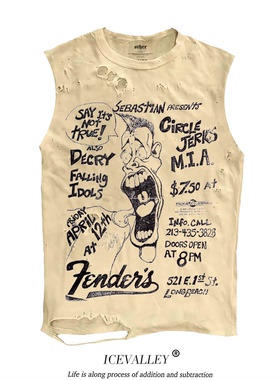 MELANIN 黑色素刺青 Circle Jerks朋克乐队演出服饰无袖背心T恤