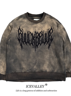 MELANIN 黑色素刺青 暗黑哥特梵文复古高级感嘻哈Rap圆领卫衣