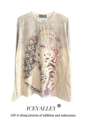 MELANIN 黑色素刺青 创意插画做旧辣妹街头高级感小众简约长袖T恤