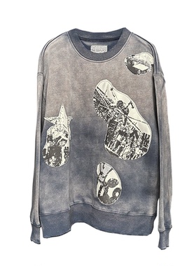 致敬历史！原创remake！小众重工贴布绣年代感千禧风圆领卫衣复古