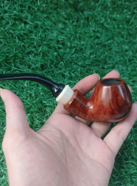 意大利进口石楠木根实木手工中号小胖墩弯式烟斗9MM烟道舒适叼斗