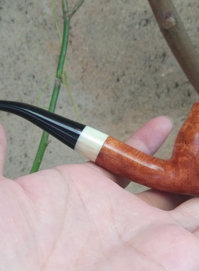 意大利进口石楠木根实木手工中号微弯郁金香花款烟斗9M烟道送工具