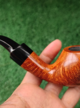 意大利石楠木实木中大号苹果大弯光面麻面胖墩烟斗9M过滤送斗配套