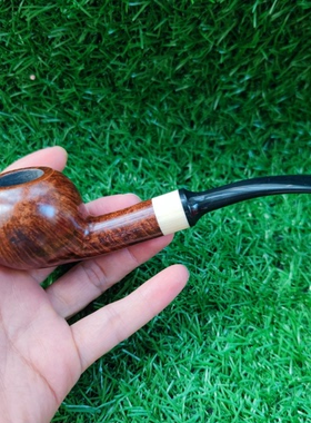 意大利石楠木料手工实木中大号苹果弯式烟斗9MM过滤斗丝粮 送配件