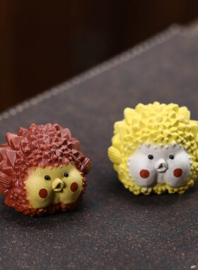 紫砂榴莲金鱼呆萌卡通桌面摆件