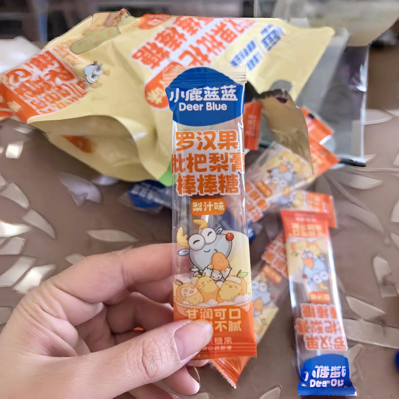 -【小鹿蓝蓝_罗汉果枇杷梨膏棒棒糖】秋梨膏0蔗糖糖果儿童健康零