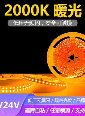 12V24V2000K暖黄超薄自粘灯带标准色温2000K灯带条金黄光金黄色