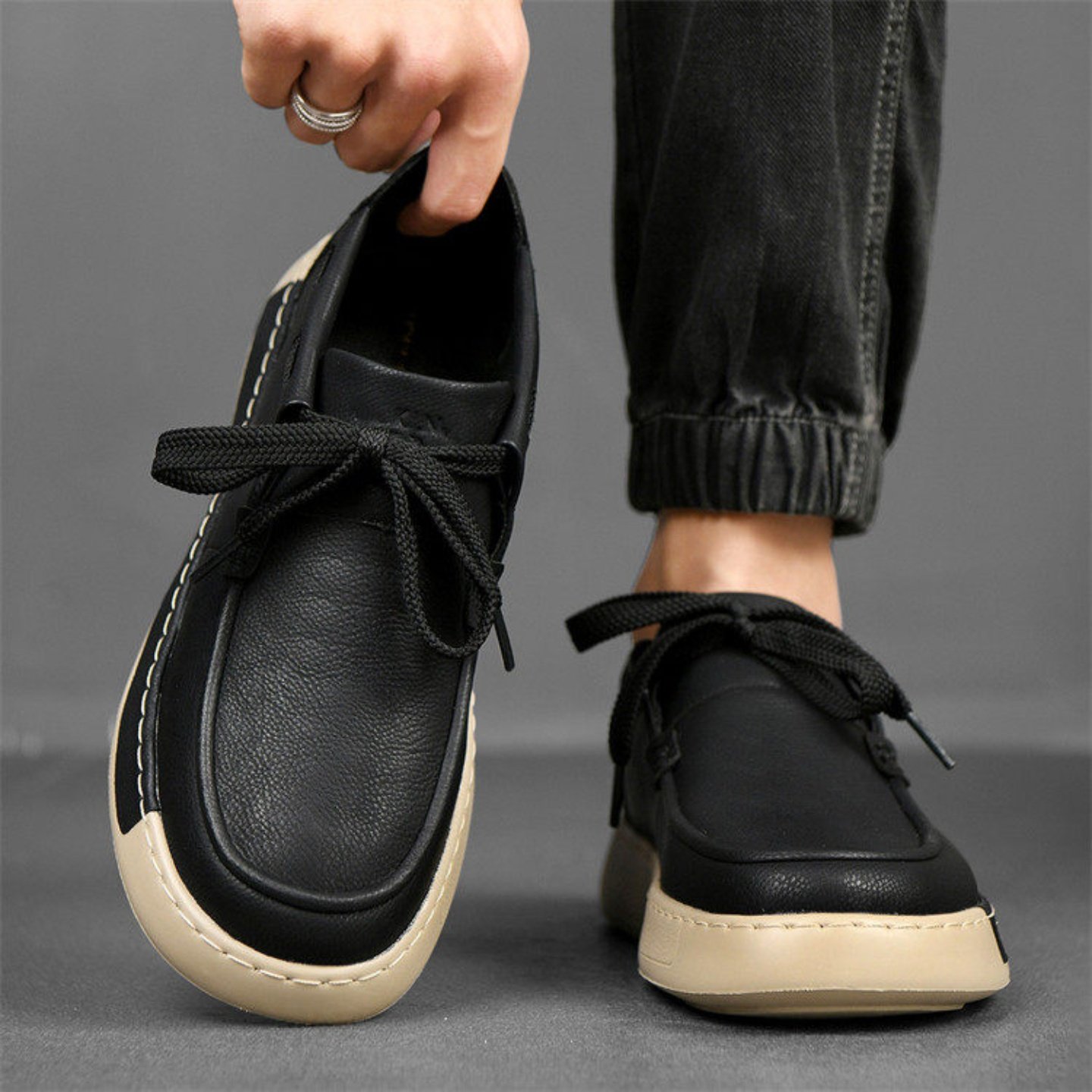 正品软底高级休闲男鞋2026秋冬新款小众勃肯潮鞋板鞋黑色低帮皮鞋,流行男鞋,休闲皮鞋,淘宝优惠券,粉丝福利购,淘宝优惠卷