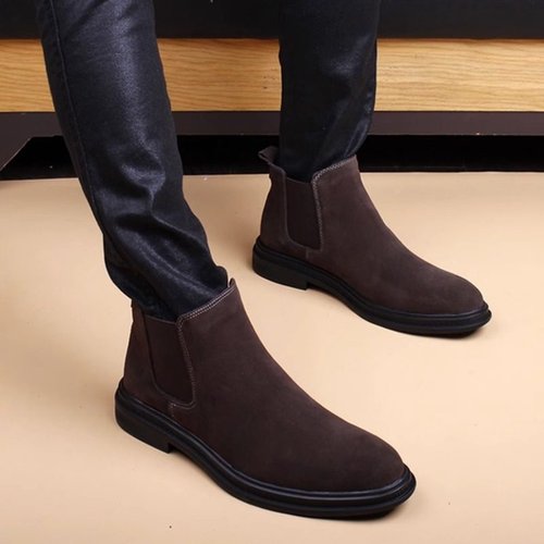 马丁靴男中帮冬季加绒2025新款短靴英伦风高帮男士切尔西靴子真皮