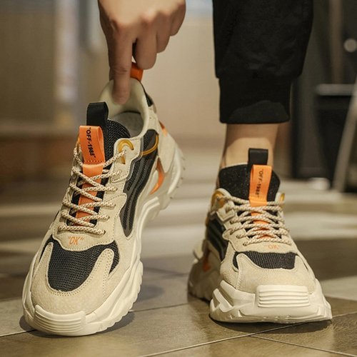 男鞋冬季透气2025新款跑步运动鞋软底休闲鞋子潮鞋男士厚底老爹鞋