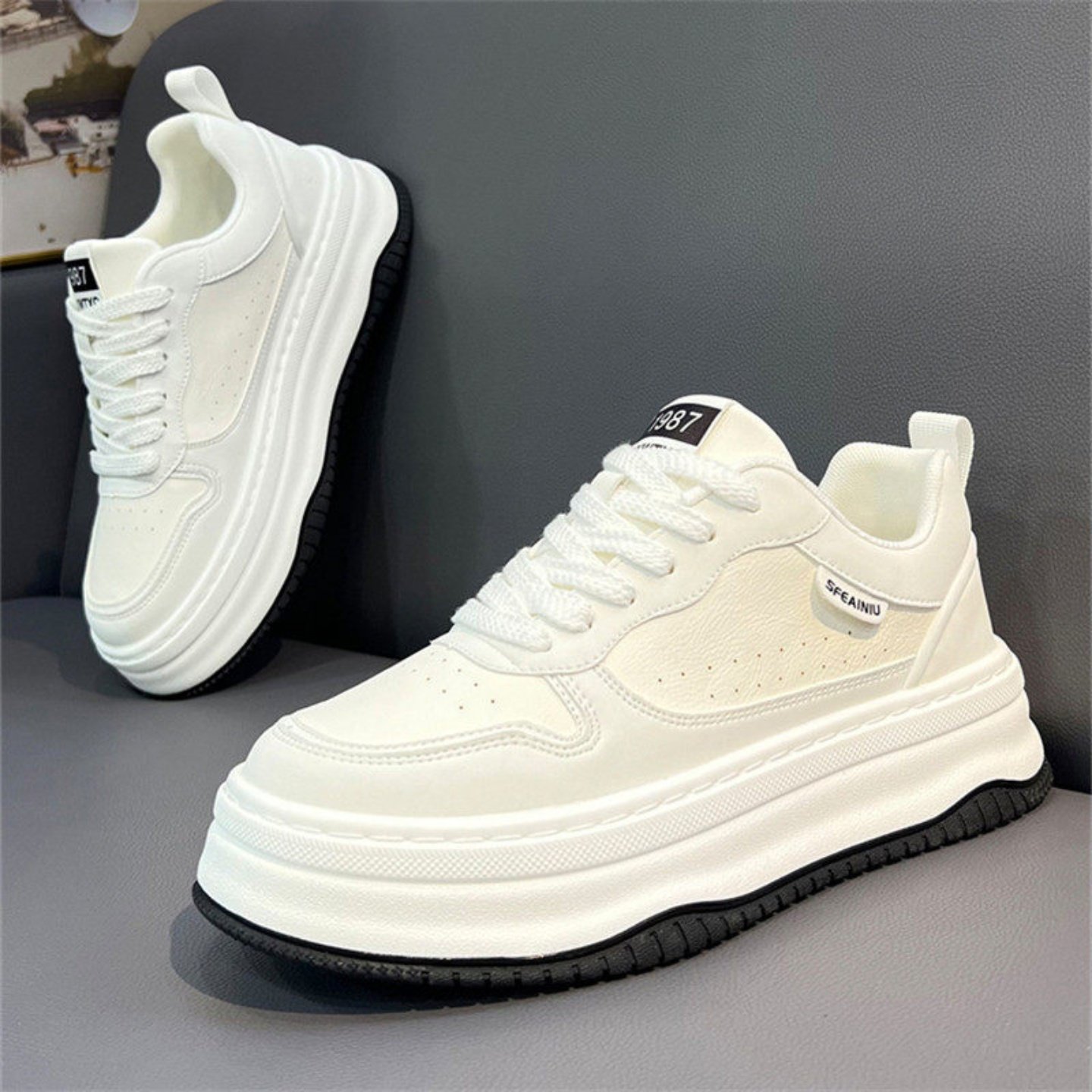 空军一号真皮小白鞋男2026冬季新款高级感厚底增高板鞋百搭休闲鞋,流行男鞋,时尚休闲鞋,淘宝优惠券,粉丝福利购,淘宝优惠卷