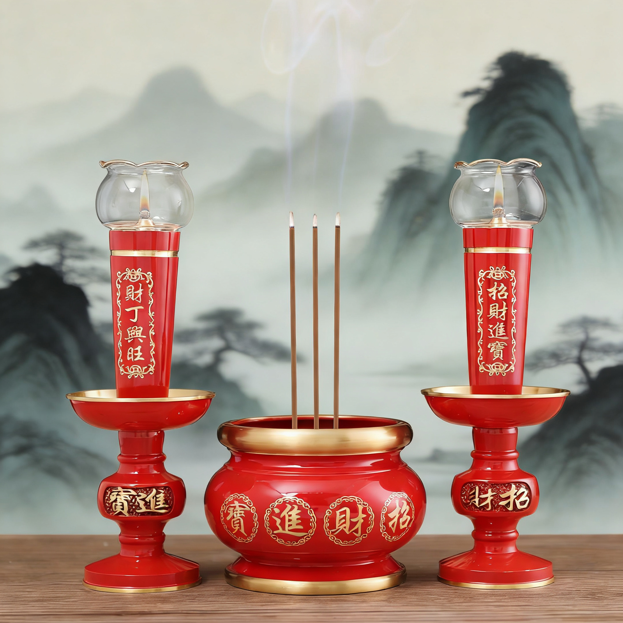 红色葫芦纯铜油灯祖先家用婚庆防风灯罩酥油灯盏蜡烛食用油长明灯