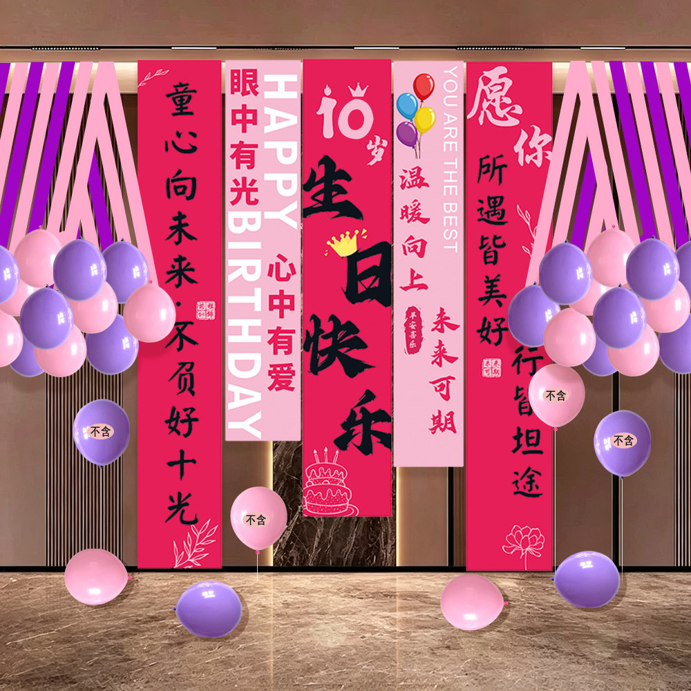 儿童生日场景布置装饰挂布气球
