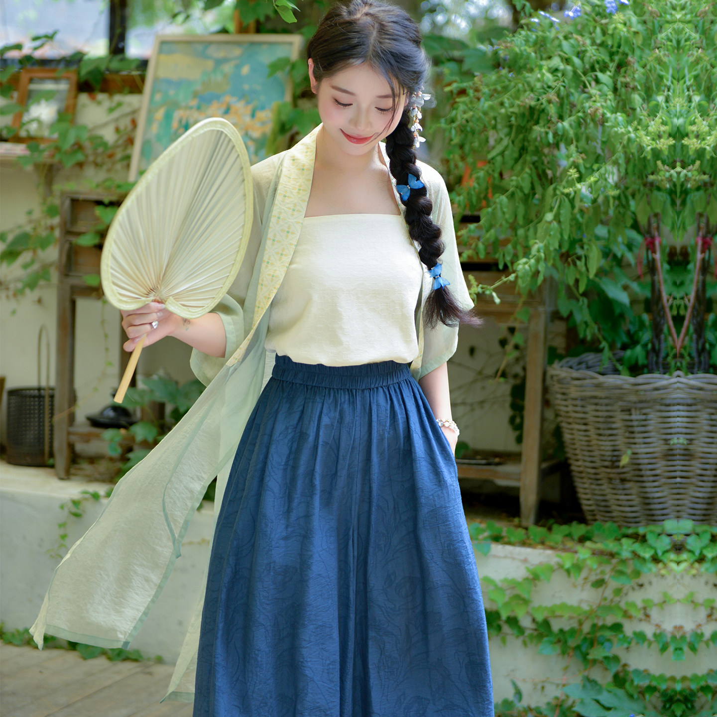 知则汉元素宋制外衫短袖褙子国风外套改良汉服女【自闲】