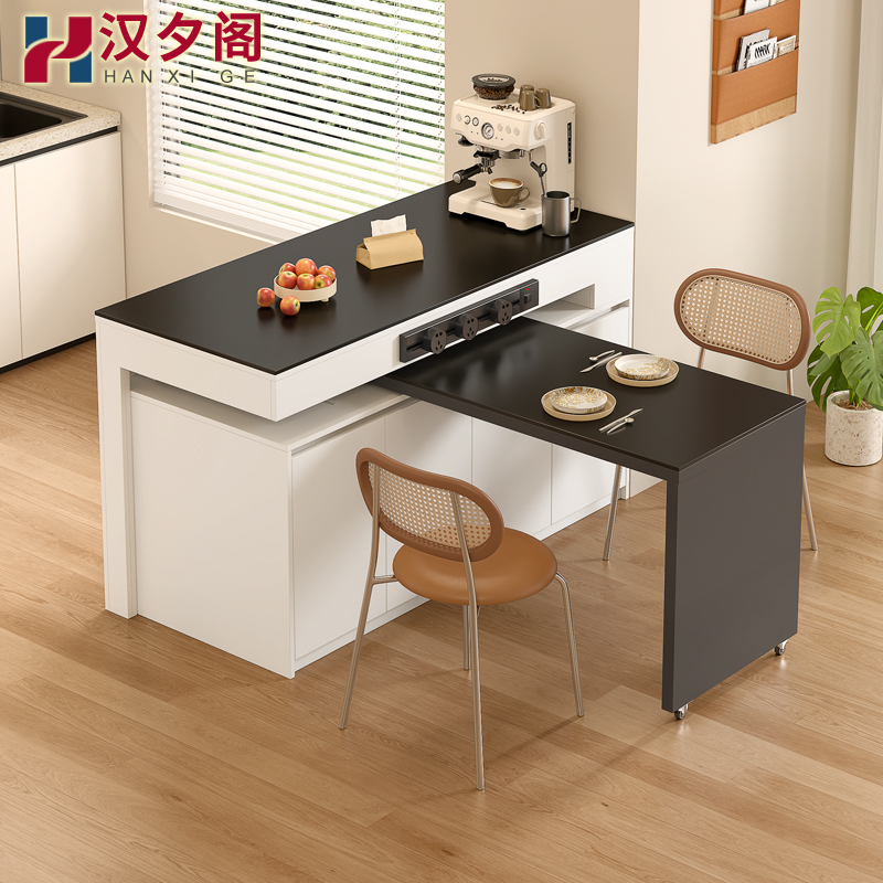 2025新款岛台餐桌一体可旋转伸缩