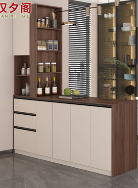 轻奢现代双面吧台桌隔断柜餐厅酒柜一体厨房岛台餐边柜定制G330