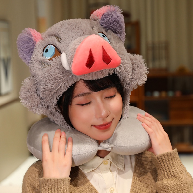 嘴平伊之助猪猪U型枕连帽冬季