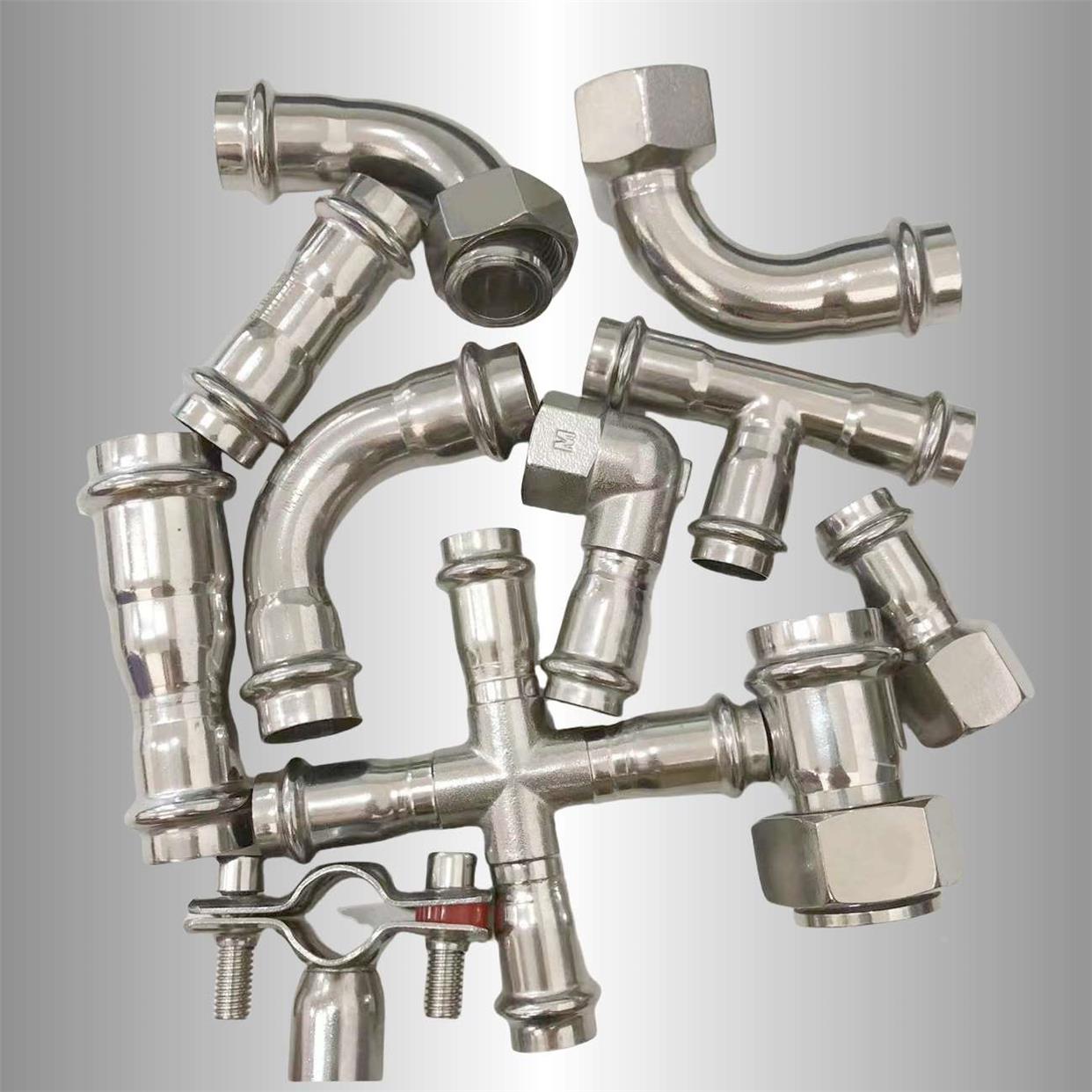 316L薄壁不锈钢管件单双卡压消防喷淋管件三通四通直接配件