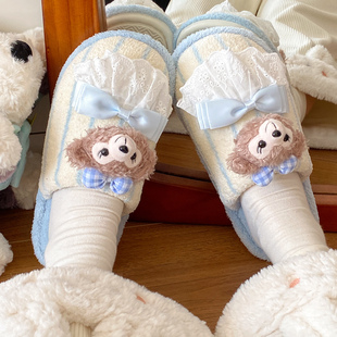 地板拖鞋 棉拖鞋 可爱毛绒居家宿舍保暖厚底棉鞋 2025新款 女士秋冬季