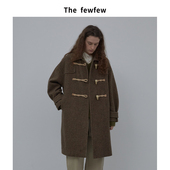 The fewfew「Lelo」进口羊毛羊驼毛混纺翻领廓形中长款 牛角扣大衣
