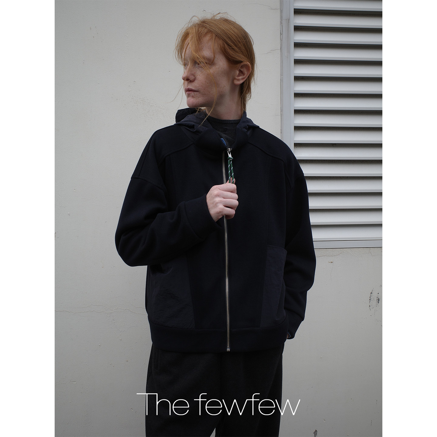 The fewfew 藏蓝色针织磨毛感舒适温暖休闲百搭宽松落肩连帽外套,女装/女士精品,短外套,淘宝优惠券,粉丝福利购,淘宝优惠卷