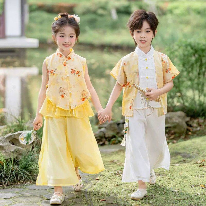 汉服儿童夏季男女童兄妹装超仙唐装国学合唱朗诵六一幼儿园演出服