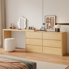 实木梳妆台卧室现代简约收纳斗柜一体小户型可伸缩2024新款化妆桌