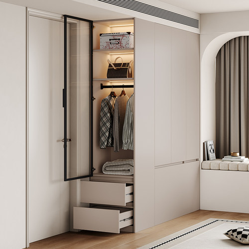 欧松板床尾衣柜次卧小户型夹缝柜