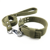 2023棉布狗狗项圈牵引绳套装 中型大型犬脖套马犬金毛哈士奇遛狗绳