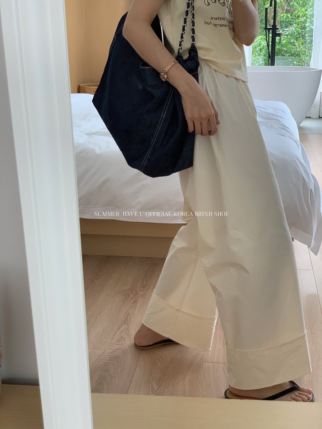翻边阔腿裤女2023新款夏季日系慵懒坠感直筒休闲高腰宽松卷边长裤