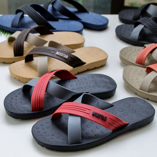 泰国进口拖鞋 休闲透气平跟日常居家户外交叉带高级感橡胶凉拖 男款