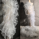 大波浪水波纹花边网纱布料水光欧根纱袖 饰设计师diy辅料 口裙摆装