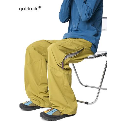 加绒登山宽松防运动山系阔腿裤泼水秋冬轻量化男休闲裤伞兵冲锋裤