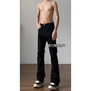 弯刀高街柳叶裤子美式微喇裤秋冬牛仔裤直筒修身痞帅加绒男款弹力