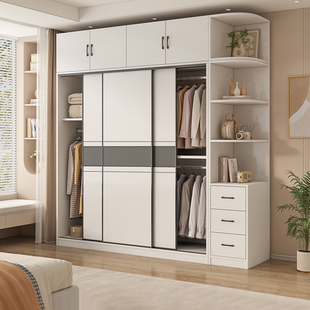 实木衣柜家用卧室小户型柜子出租房用新款2025新款爆款推拉门衣橱
