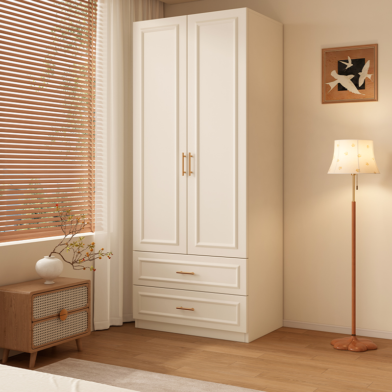 实木衣柜家用卧室轻奢新款玻璃门法式奶油风储物柜主卧复古大衣橱