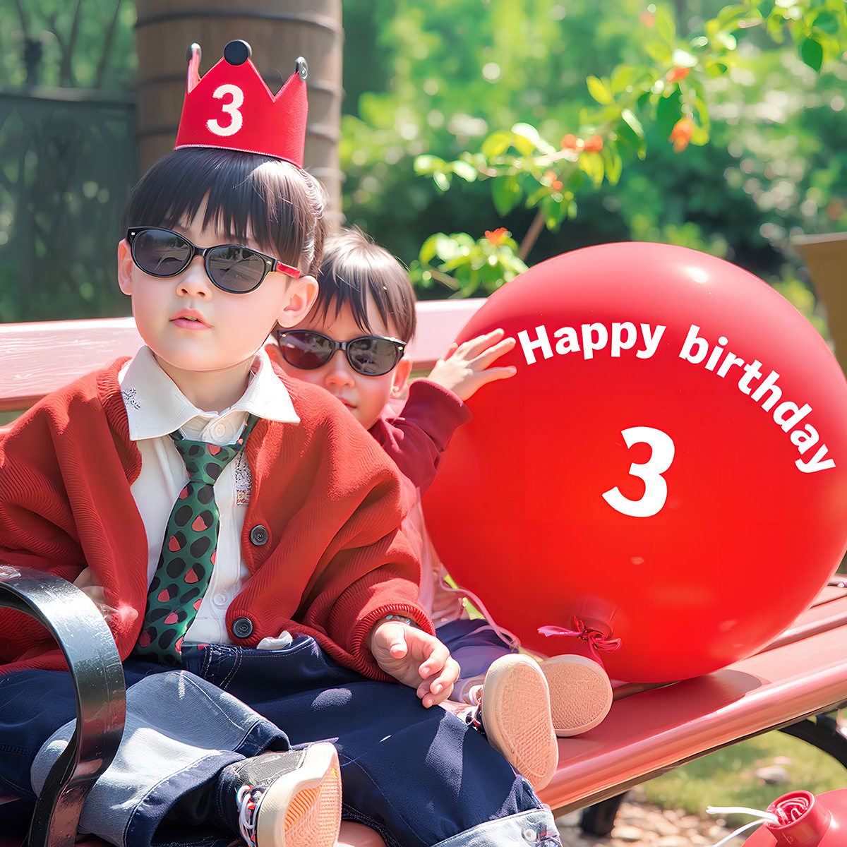 红色生日气球周岁数字大球场景布置装饰儿童宝宝户外拍照道具男孩