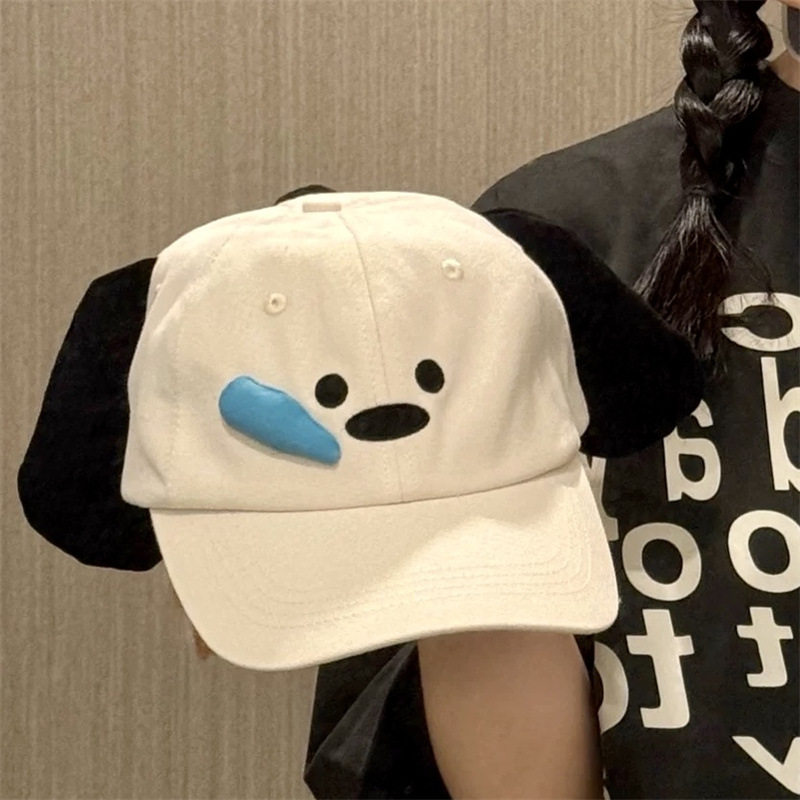 小红书同款立体鼻涕小狗帽可爱学生防晒遮阳棒球帽女刺绣韩鸭舌帽