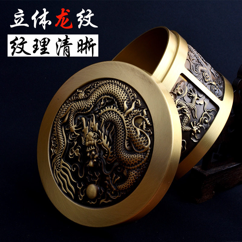 纯黄铜百福缸烟灰缸茶叶罐摆件带盖聚宝盆招财装饰品客厅桌面摆件,家居饰品,装饰摆件,淘宝优惠券,粉丝福利购,淘宝优惠卷