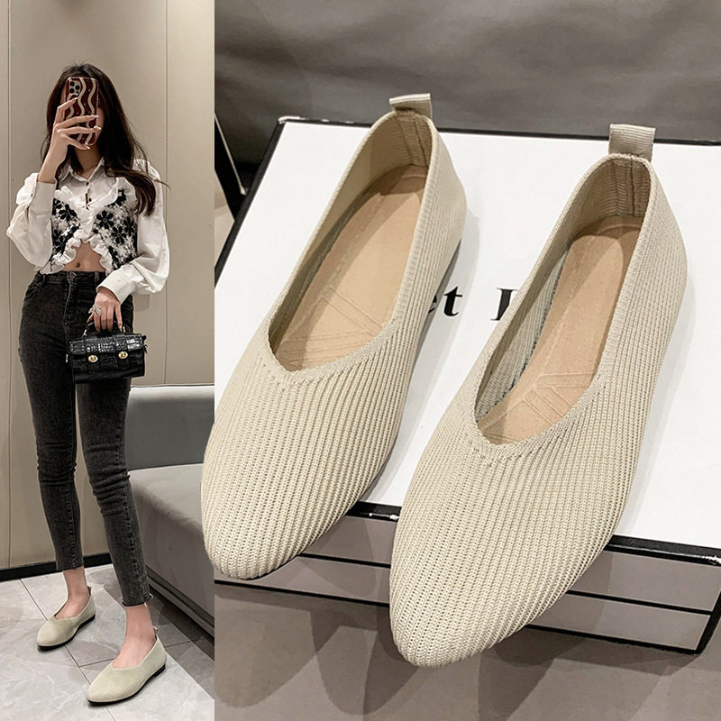 老北京布鞋2025春秋新款圆头浅口平底王妃鞋单鞋飞织软底蛋卷女鞋