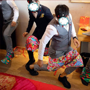 徒手穿裤衩大花裤子短裤接亲道具小游戏公司年会会气氛围互动趣味