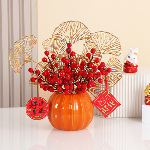 陶瓷南瓜摆件花瓶客厅插花假花摆件欧式现代简约小清新干花花器