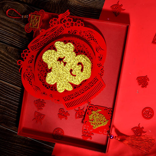 立体过年装饰挂件G23314植绒无纺布毛毡年货大门房间客厅办公室布