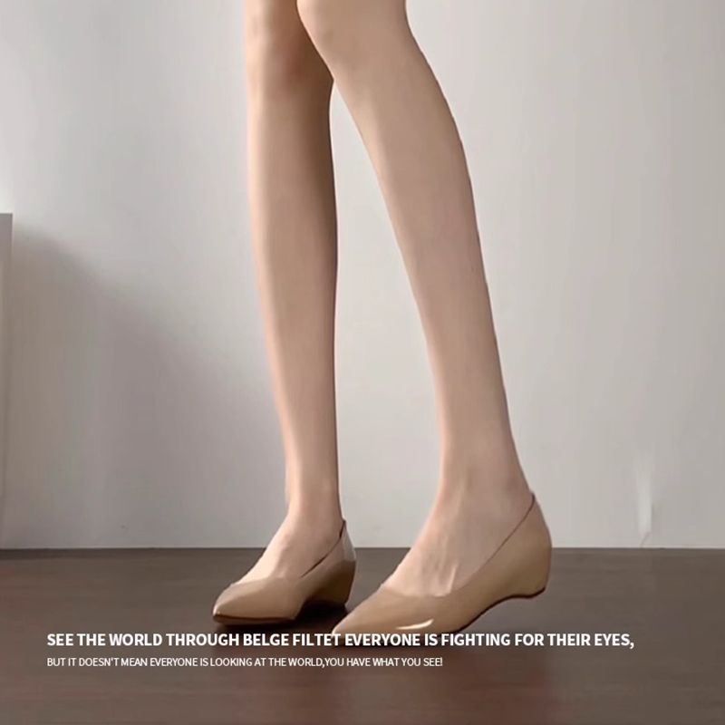 欧式内增高显腿长尖头平底鞋女2025新款日常约会浅口百搭通勤