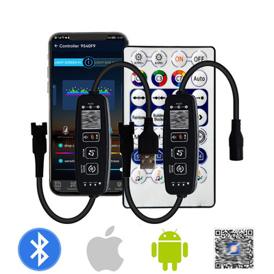 RF28键蓝牙幻彩控制器app音乐3按键幻彩流水跑马灯带控制器5-24V