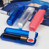 日式 小圆章盒亚克力印章盒携带方便自带印台留学日本印章收纳盒子