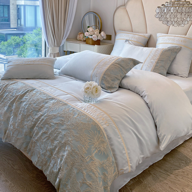 A类180支新疆棉四件套提花被套纯棉全棉床单轻奢风高级感床上用品,床上用品,床品套件/四件套/多件套,淘宝优惠券,粉丝福利购,淘宝优惠卷