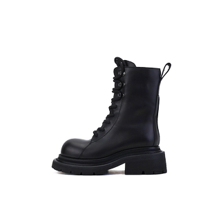 狂野分子真皮圆头马丁靴女短靴复古英伦风女靴厚底潮酷机车靴皮靴